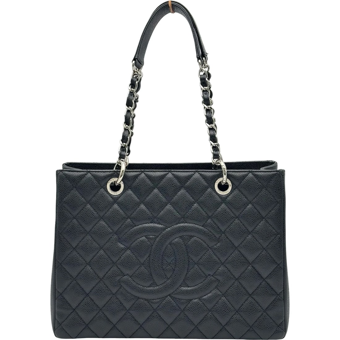CHANEL GSTCHAIN TOTE BAG: CHANEL GSTChain Tote Bag Brand: CHANEL Type/Style: Tote Bag Material: Caviar skin Color: Black SilverHardware Size: W13.2 x H9.6x D5.1inch Accessories: None Accessories Notice: When purchasing