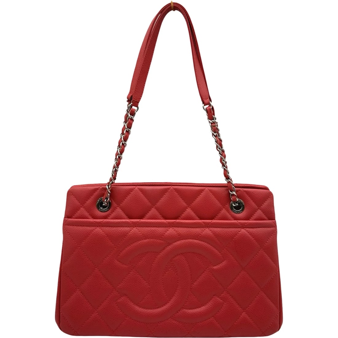 CHANEL MATRASSE CHAIN TOTE BAG: CHANEL Matrasse Chain Tote Bag Brand: CHANEL Type/Style: Tote Bag Material: Caviar skin Color: Pink SilverHardware Size: W13.0 x H8.9x D4.5inch Accessories: None Accessories Notice: When p