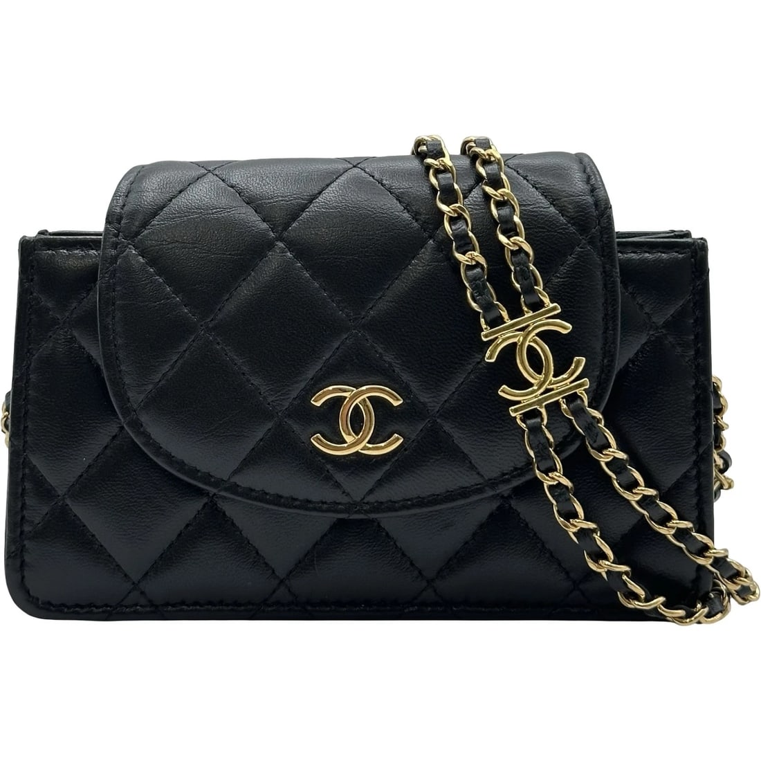 CHANEL MATELASSE MINI CHAIN SHOULDER BAG: CHANEL Matelasse Mini Chain Shoulder Bag Brand: CHANEL Type/Style: Shoulder Bag Material: lambskin Color: Black Gold Hardware Size: W5.9 x H3.9x D1.0inch Shoulder:48.0inch Accessories: None