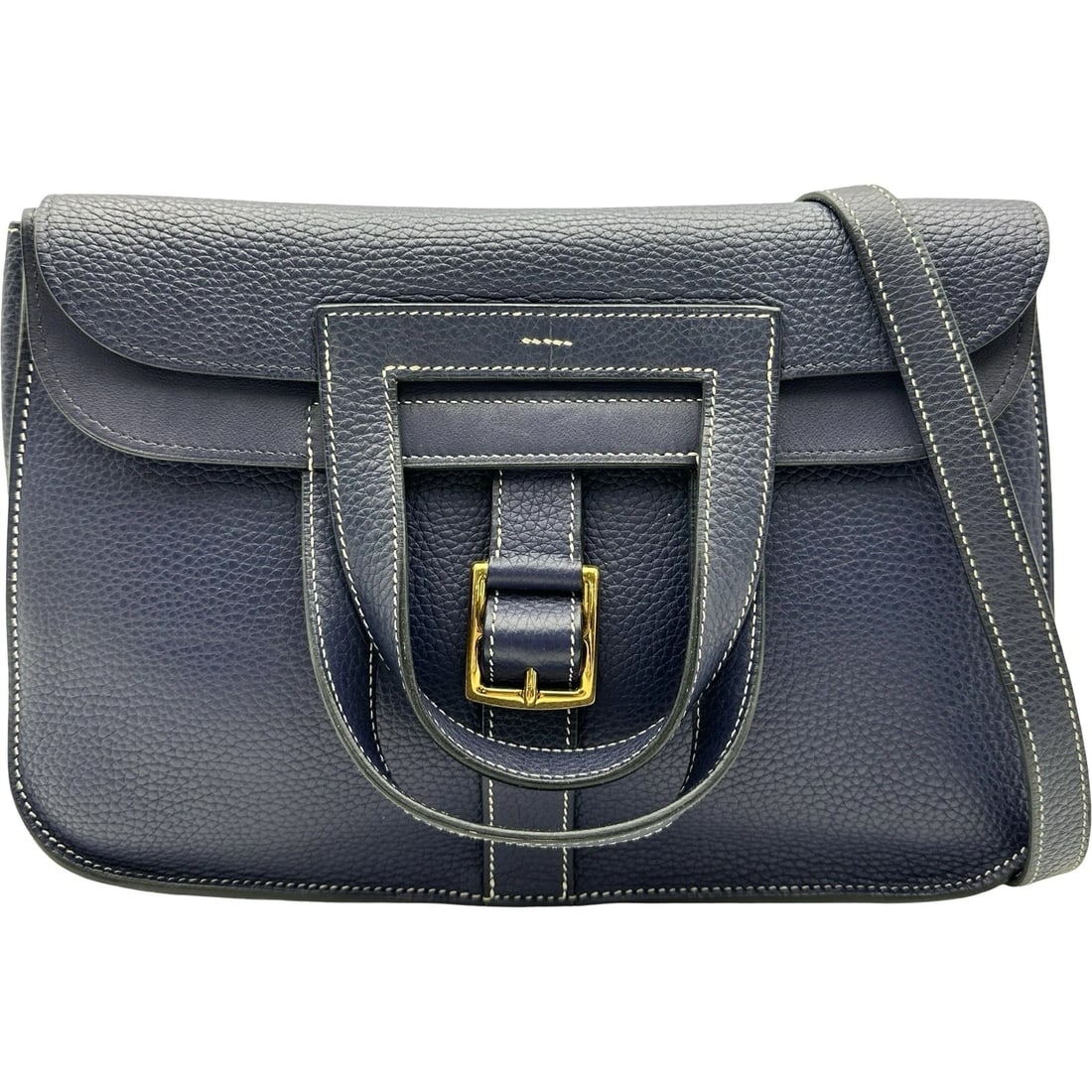 HERMES ARZAN SHOULDER BAG: HERMES Arzan Shoulder Bag Brand: HERMES Type/Style: Shoulder Bag Material: Taurillon Clemence Color: Blue Safir Gold Hardware Size: W12.2 x H11.0x D3.5inch Shoulder:19.7inch Accessories: None