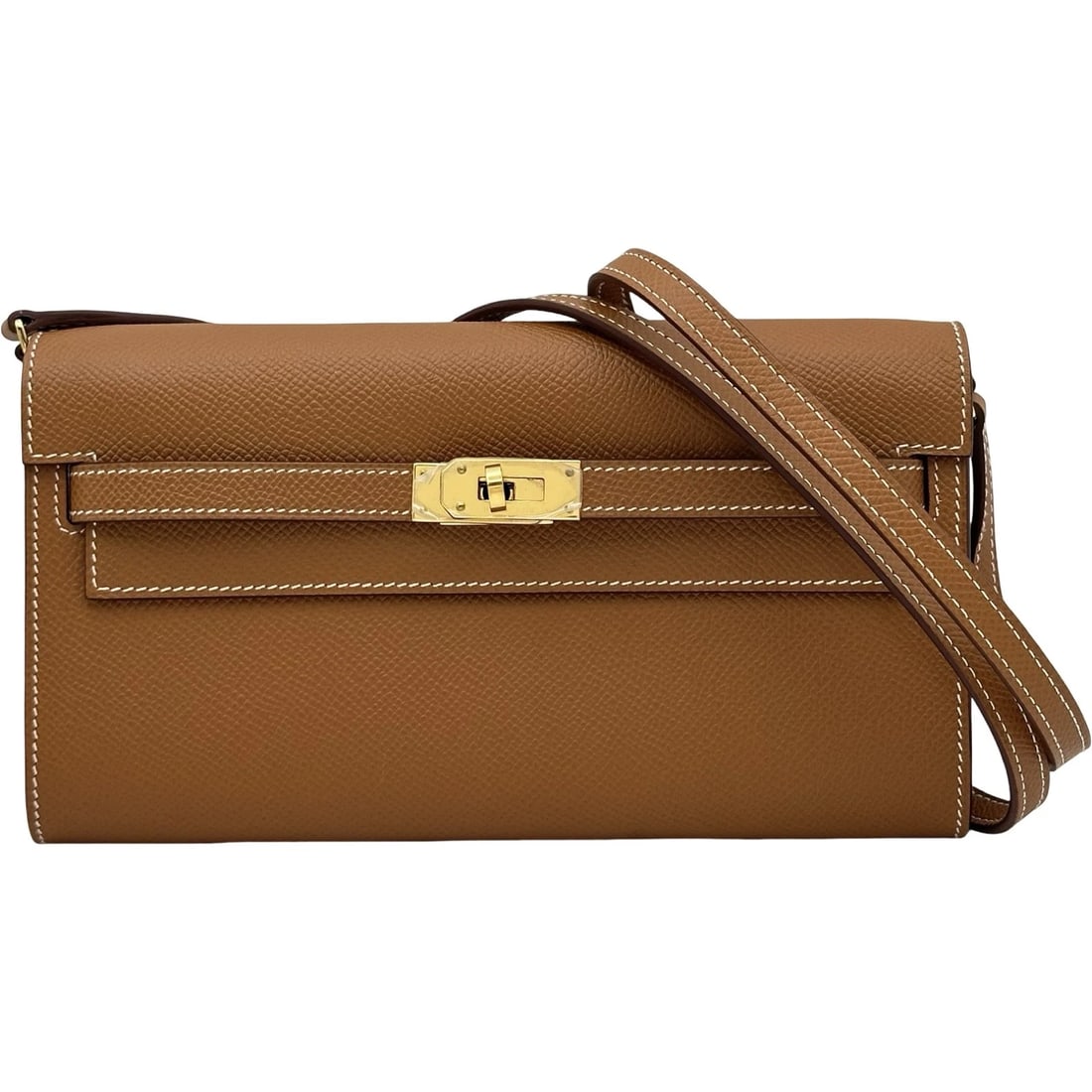 HERMES KELLY TO GO SHOULDER BAG: HERMES Kelly to go Shoulder Bag Brand: HERMES Type/Style: Shoulder Bag Material: Epsom Color: Gold Gold Hardware Size: W8.0 x H4.5x D0.7inch Shoulder:48.4inch Accessories: None Accessories