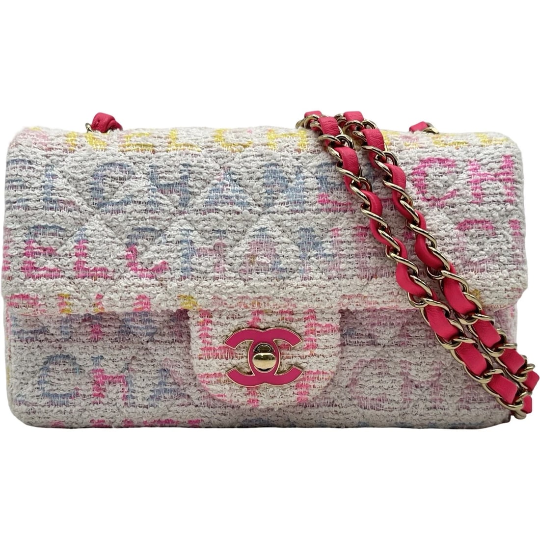 CHANEL MINI MATRASSE SHOULDER BAG: CHANEL Mini Matrasse Shoulder Bag Brand: CHANEL Type/Style: Shoulder Bag Material: tweed Color: Multicolor Gold Hardware Size: W7.9 x H4.7x D2.8inch Shoulder:46.5inch Accessories: None Acc