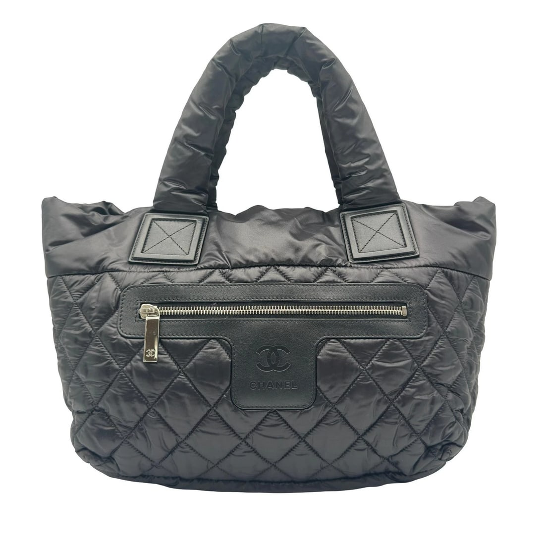 CHANEL COCO COCOON TOTE BAG: CHANEL Coco Cocoon Tote Bag Brand: CHANEL Type/Style: Tote Bag Material: Nylon Color: black Size: W10.8 x H9.1x D4.9inch Accessories: None Accessories Notice: When purchasing pre-owned goods, please