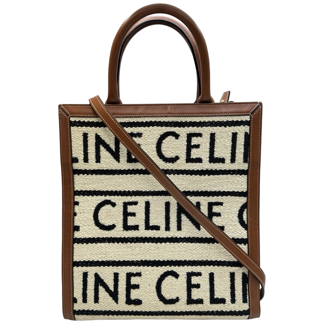 CELINE SMALL VERTICAL SHOULDER BAG: CELINE Small Vertical Shoulder Bag Brand: CELINE Type/Style: Shoulder Bag Material: Canvas / leather Color: Brown Size: W11.2 x H12.6x D3.1inch Accessories: None Accessories Notice: When p