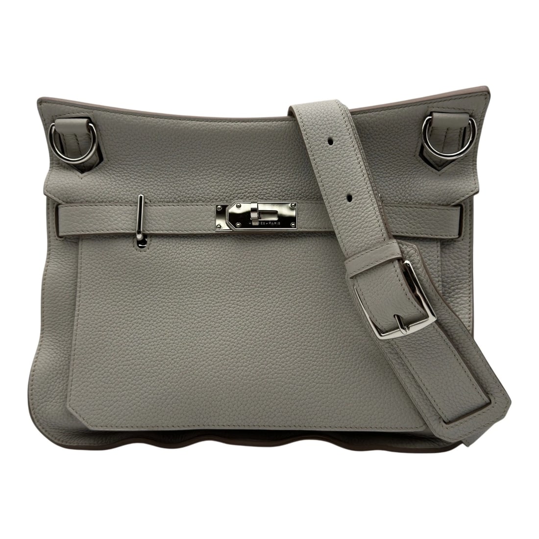 HERMES GYPSY THIER SHOULDER BAG: HERMES Gypsy Thier Shoulder Bag Brand: HERMES Type/Style: Shoulder Bag Material: Taurillon Clemence Color: SilverHardware Size: W12.6 x H10.6x D5.9inch Shoulder:38.2inch Accessories: None Accessories