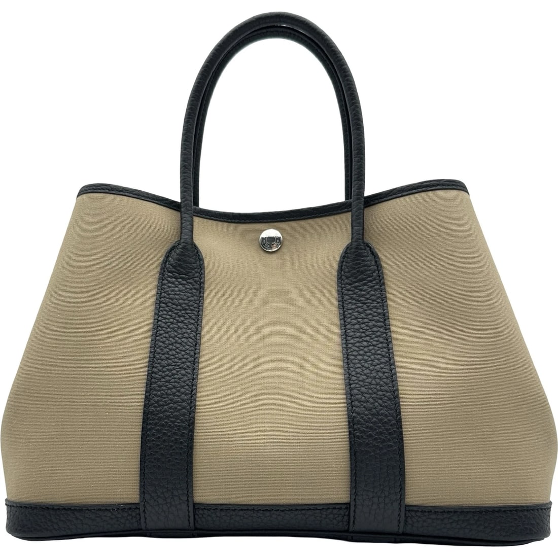 HERMES GARDEN PARTY TOTE BAG: HERMES Garden Party Tote Bag Brand: HERMES Type/Style: Tote Bag Material: Towar Color: Beige Malfa Vert Yucca SilverHardware Size: W11.8 x H8.3x D5.5inch Accessories: None Accessories Noti