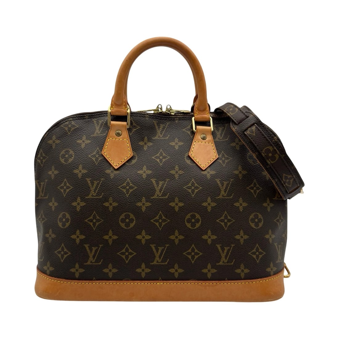 LOUIS VUITTON ALMA HANDBAG: LOUIS VUITTON Alma Handbag Brand: LOUIS VUITTON Type/Style: Handbag Material: monogram/leather Color: Brown Gold Hardware Size: W12.6 x H9.4x D6.5inch Shoulder:36.6inch Accessories: None Accessories