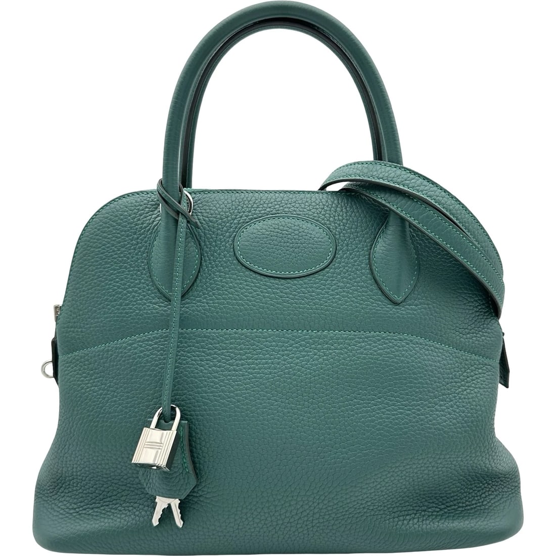 HERMES BORED SHOULDER BAG: HERMES Bored Shoulder Bag Brand: HERMES Type/Style: Shoulder Bag Material: Taurillon Clemence Color: Malachite SilverHardware Size: W12.2 x H9.3x D4.5inch Shoulder:35.0inch Accessories: None