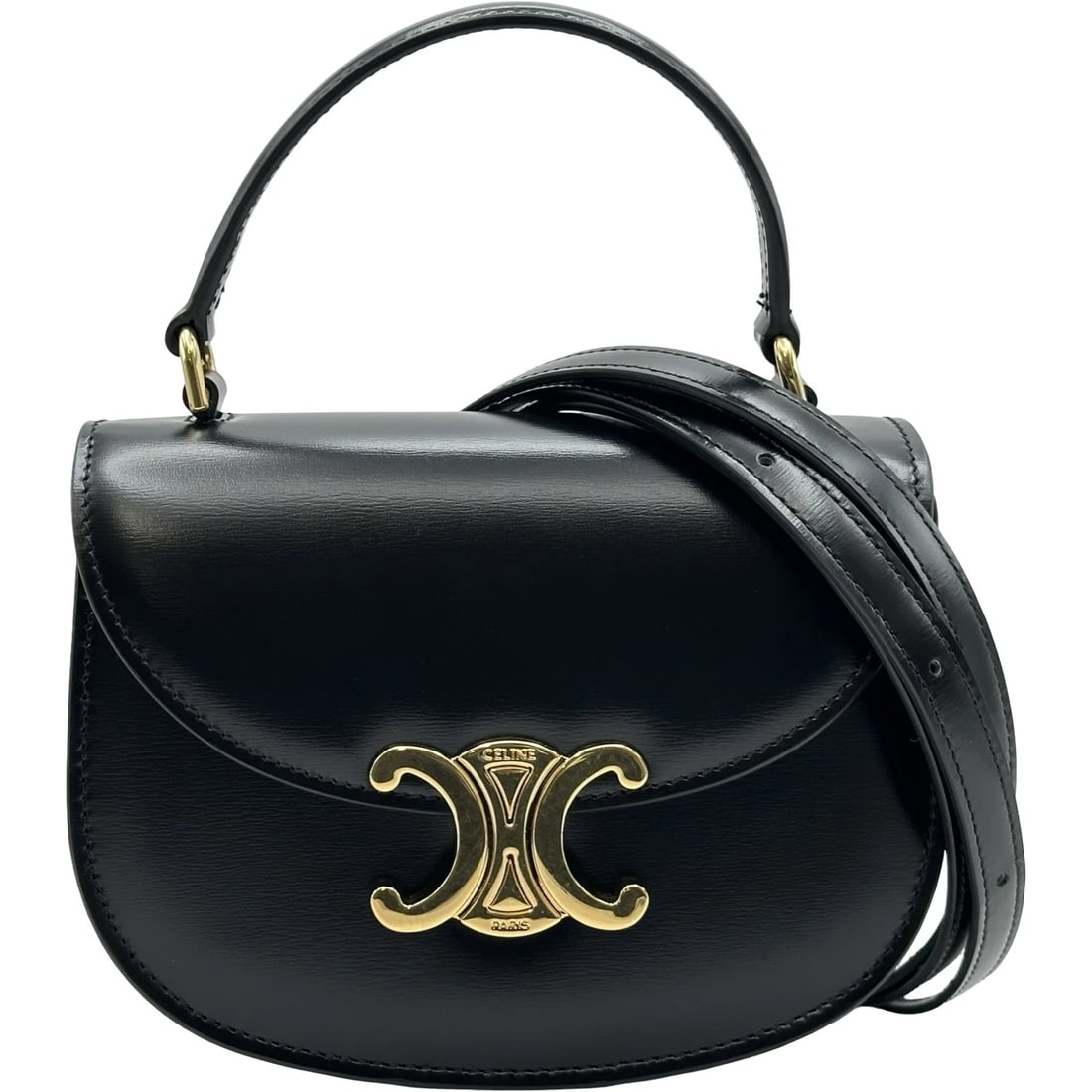 CELINE MINI BUZZAS SHOULDER BAG: CELINE Mini Buzzas Shoulder Bag Brand: CELINE Type/Style: Shoulder Bag Material: leather Color: black Size: W6.1 x H4.7x D2.2inch Shoulder:36.2inch Accessories: None Accessories Notice: When