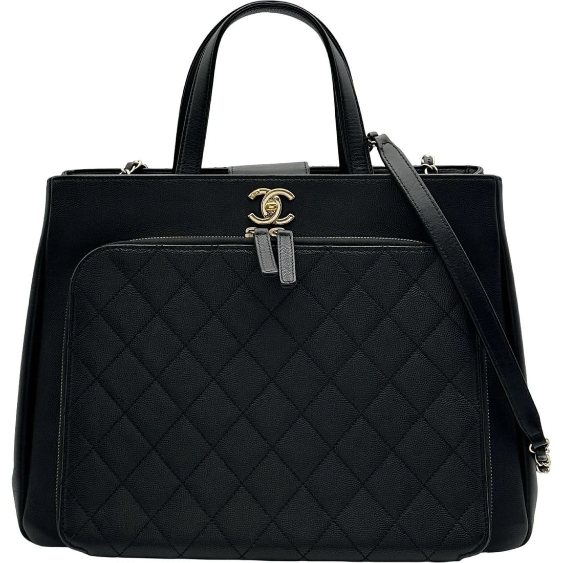 CHANEL AFFINITY SMALL SHOPPING TOTE BAG: CHANEL Affinity Small Shopping Tote Bag Brand: CHANEL Type/Style: Tote Bag Material: Caviar skin Color: Black Gold Hardware Size: W13.4 x H9.8x D4.5inch Shoulder:40.0inch Accessories: None