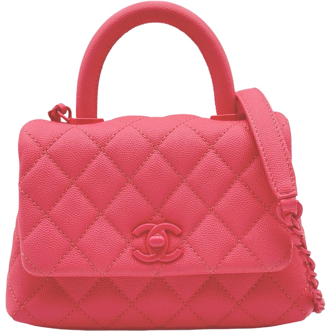 CHANEL COCO HANDLE HANDBAG: CHANEL Coco handle Handbag Brand: CHANEL Type/Style: Handbag Material: Caviar skin Color: Pink Pink Hardware Size: W7.3 x H5.3x D3.3inch Shoulder:47.2inch Accessories: None Accessories Notice: When