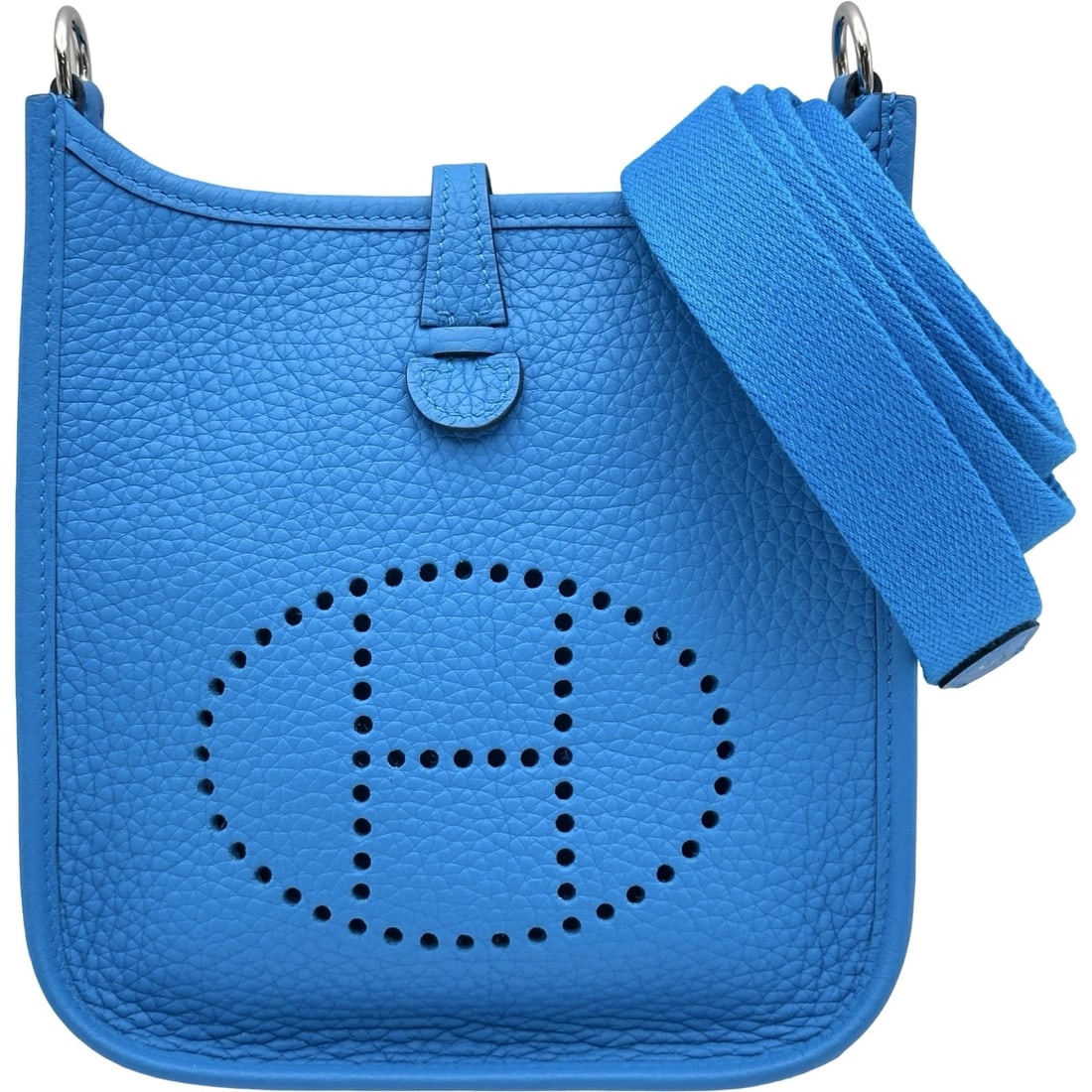 HERMES EVELYN SHOULDER BAG: HERMES Evelyn Shoulder Bag Brand: HERMES Type/Style: Shoulder Bag Material: Taurillon Clemence Color: Blue Frida SilverHardware Size: W6.3 x H7.1x D2.0inch Shoulder:34.3inch Accessories: None