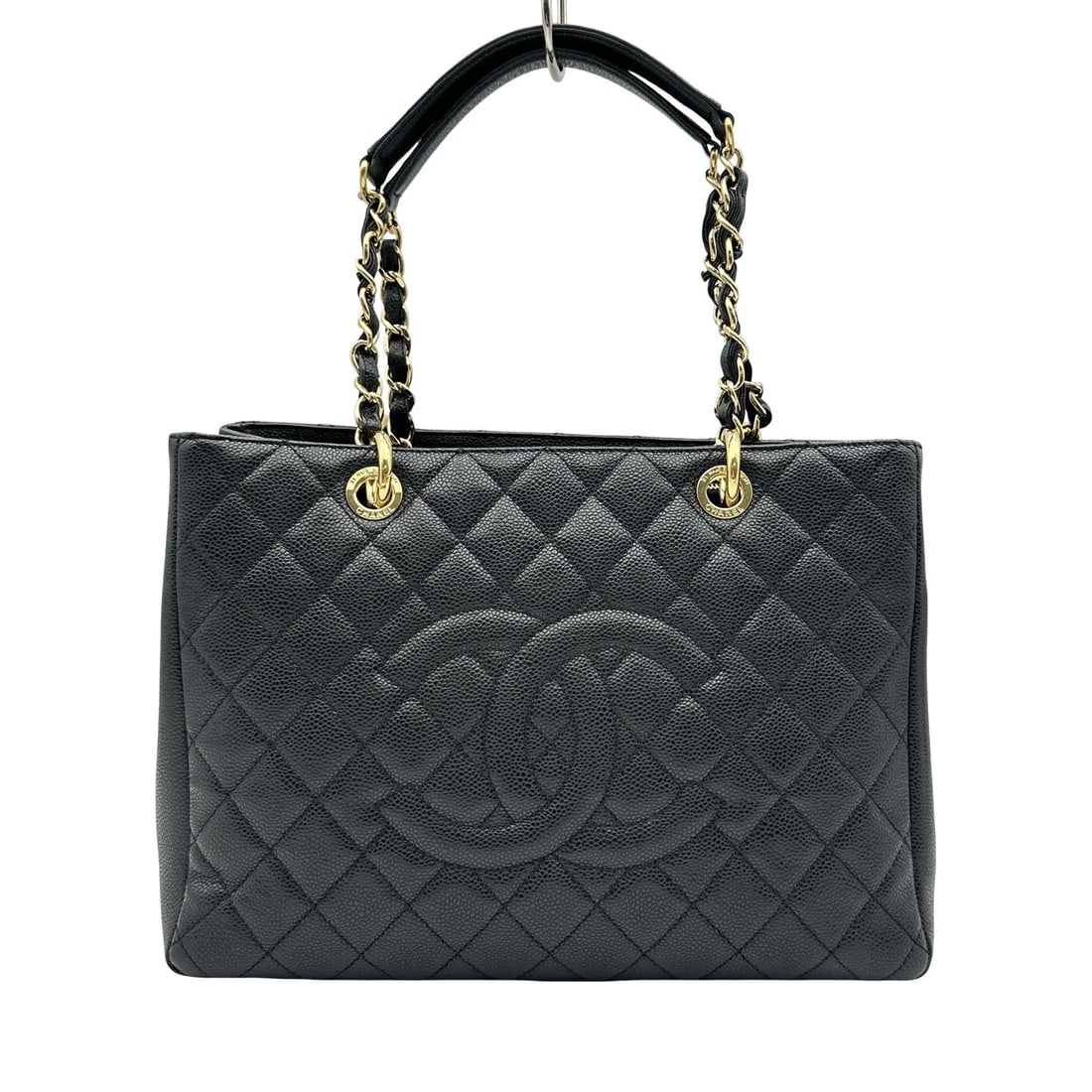 CHANEL GSTCHAIN TOTE BAG: CHANEL GSTChain Tote Bag Brand: CHANEL Type/Style: Tote Bag Material: Caviar skin Color: Gold Hardware Size: W13.4 x H9.3x D5.1inch Accessories: None Accessories Notice: When purchasing pre-owned