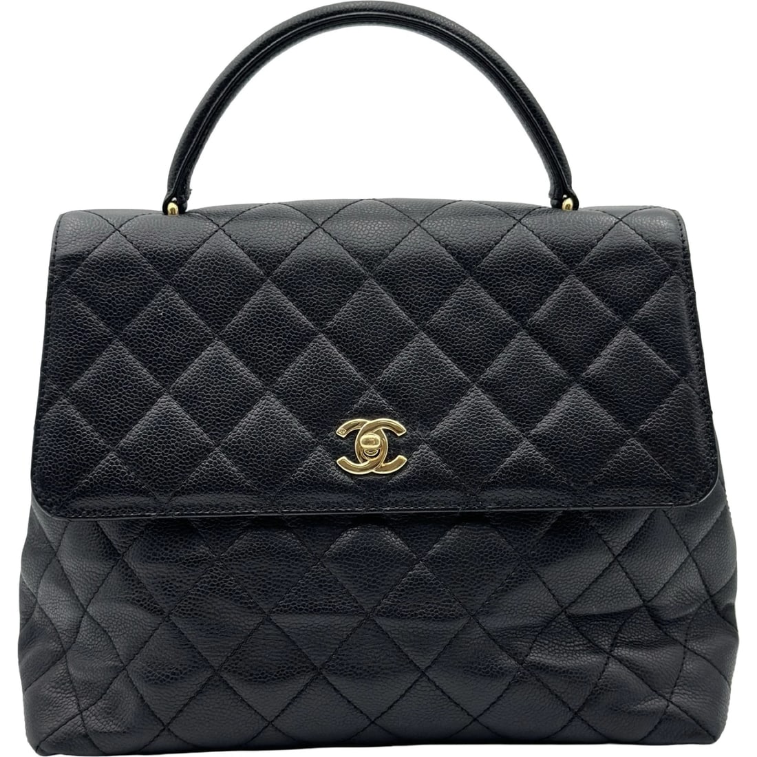 CHANEL MATELASSE TOP HANDBAG: CHANEL Matelasse top Handbag Brand: CHANEL Type/Style: Handbag Material: Caviar skin Color: Black Gold Hardware Size: W11.8 x H9.1x D4.3inch Accessories: None Accessories Notice: When purchasing