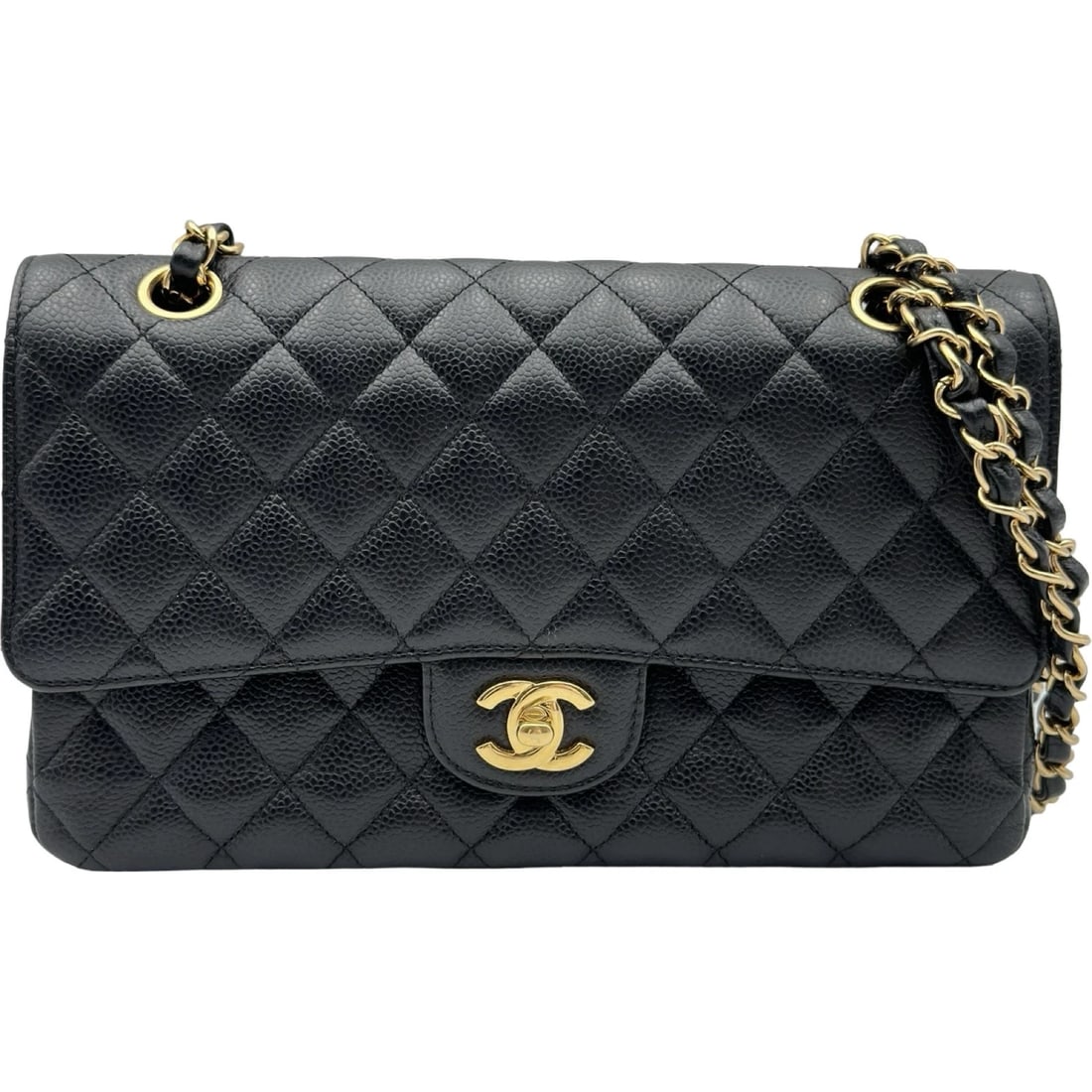 CHANEL MATRASSE SHOULDER BAG: CHANEL Matrasse Shoulder Bag Brand: CHANEL Type/Style: Shoulder Bag Material: Caviar skin Color: Black Gold Hardware Size: W9.8 x H6.1x D2.6inch Shoulder:19.7inch Accessories: None Accessories