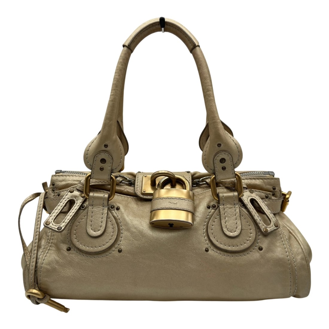 CHLOE PADDINGTON HANDBAG: Chloe Paddington Handbag Brand: Chloe Type/Style: Handbag Material: leather Color: gold Size: W13.8 x H7.1x D7.9inch Accessories: None Accessories Notice: When purchasing pre-owned goods, please