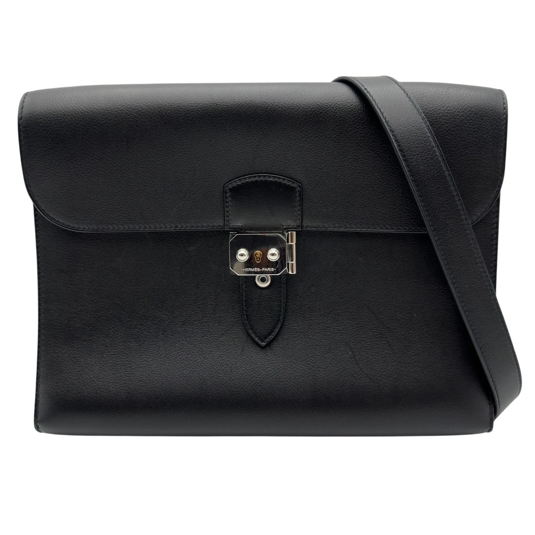 HERMES SAC MESSENGER BAG: HERMES Sac Messenger bag Brand: HERMES Type/Style: Messenger bag Material: Ever Calfskin Color: Black SilverHardware Size: W11.4 x H8.3x D1.2inch Shoulder:35.4inch Accessories: None Accessories
