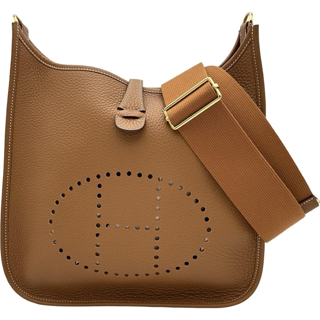 HERMES EVELYN SHOULDER BAG: HERMES Evelyn Shoulder Bag Brand: HERMES Type/Style: Shoulder Bag Material: Taurillon Clemence Color: Gold Gold Hardware Size: W11.0 x H12.6x D3.3inch Shoulder:36.6inch Accessories: None A