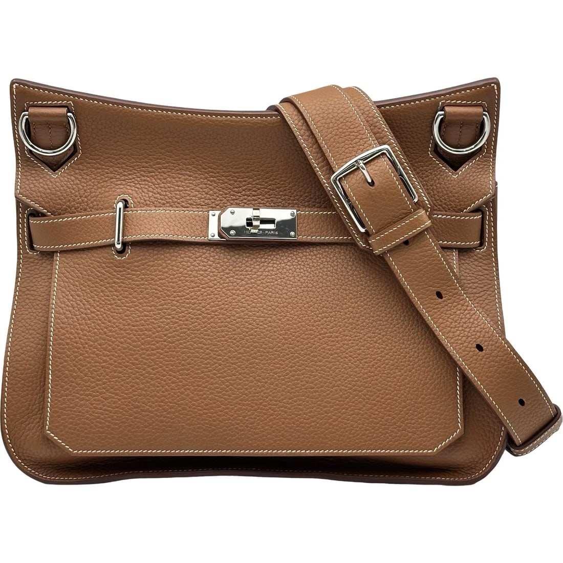 HERMES GYPSY THIER 34 SHOULDER BAG: HERMES Gypsy Thier 34 Shoulder Bag Brand: HERMES Type/Style: Shoulder Bag Material: Taurillon Clemence Color: Gold SilverHardware Size: W13.4 x H10.6x D5.9inch Shoulder:38.6inch Accessories: None
