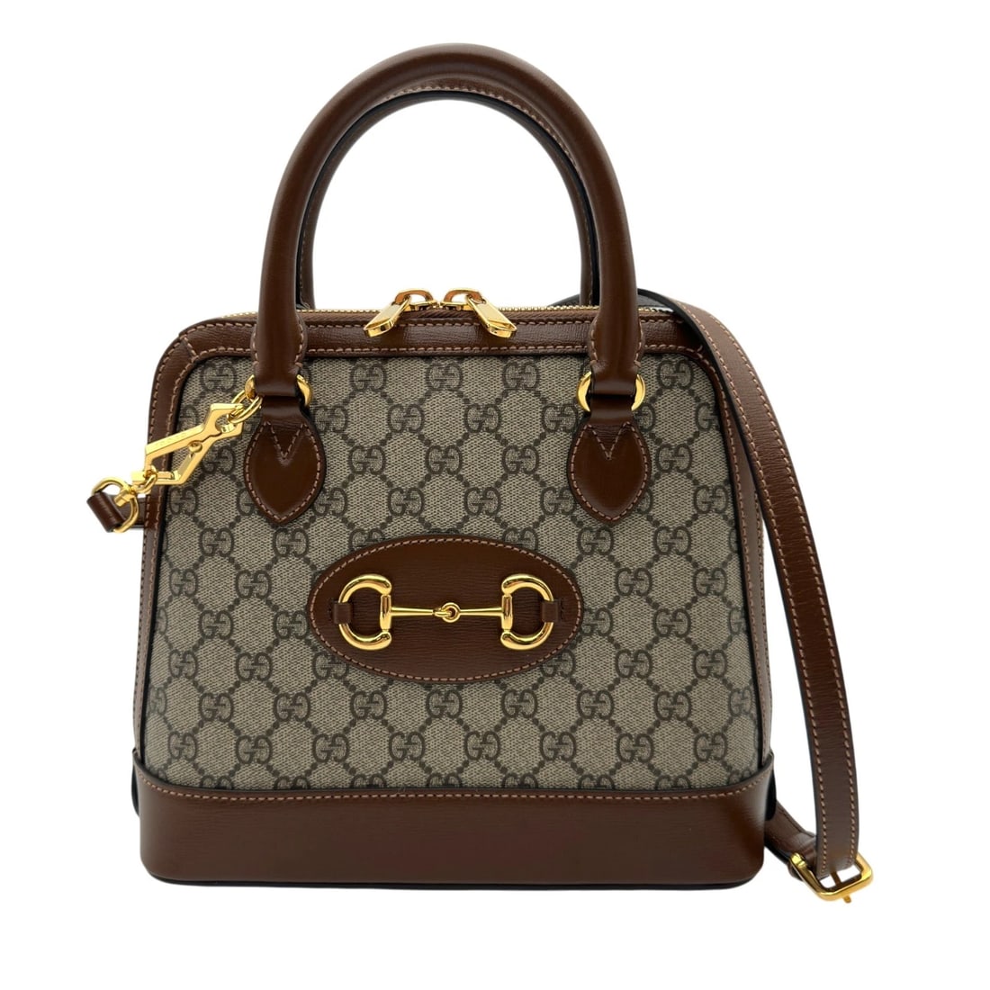 GUCCI HORSEBIT HANDBAG: GUCCI Horsebit Handbag Brand: GUCCI Type/Style: Handbag Material: GG Supreme Canvas / Leather Color: Brown Gold Hardware Size: W9.8 x H9.1x D3.5inch Shoulder:37.4inch Accessories: None Acc