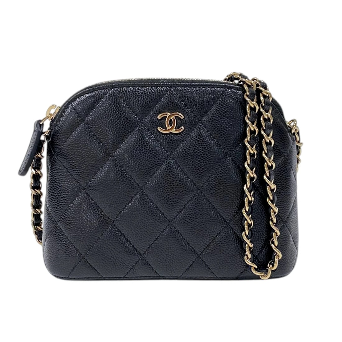 CHANEL CLASSIC CHAIN CLUTCH SHOULDER BAG: CHANEL Classic Chain Clutch Shoulder Bag Brand: CHANEL Type/Style: Shoulder Bag Material: Caviar skin Color: Black Gold Hardware Size: W6.1 x H4.3x D2.0inch Shoulder:46.1inch Accessories: None