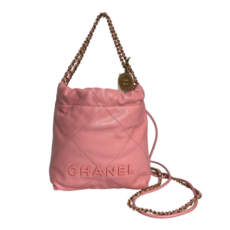 CHANEL MINI BAG HANDBAG: CHANEL Mini Bag Handbag Brand: CHANEL Type/Style: Handbag Material: Soft caviar skin Color: Coral Pink Gold Hardware Size: W7.1 x H6.9x D2.4inch Shoulder:45.7inch Accessories: None Accessories