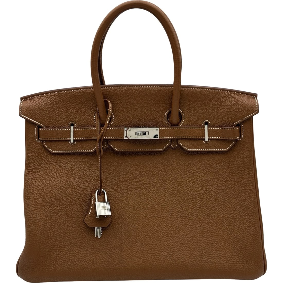 HERMES BIRKIN HANDBAG: HERMES Birkin Handbag Brand: HERMES Type/Style: Handbag Material: Togo Color: Gold SilverHardware Size: W13.8 x H9.8x D7.1inch Accessories: None Accessories Notice: When purchasing pre-own