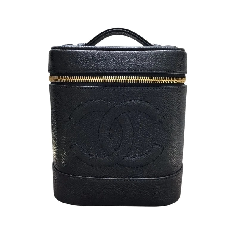 CHANEL COCO MARK VANITY HANDBAG: CHANEL COCO Mark Vanity Handbag Brand: CHANEL Type/Style: Handbag Material: Caviar skin Color: Black Gold Hardware Size: W5.9 x H6.7x D4.9inch Accessories: None Accessories Notice: When purchasing