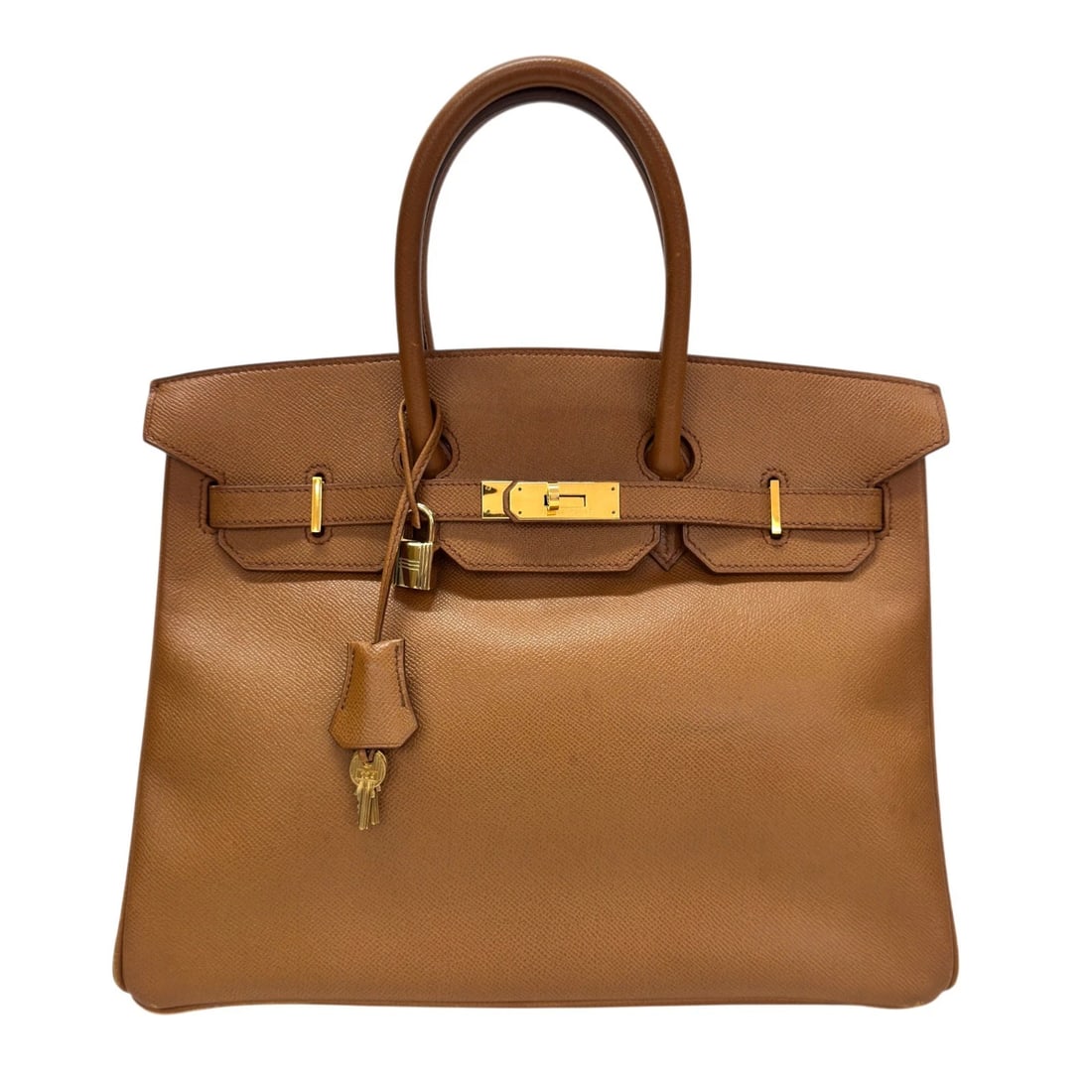HERMES BIRKIN HANDBAG: HERMES Birkin Handbag Brand: HERMES Type/Style: Handbag Material: Courchevel Color: Cigarette Gold Hardware Size: W13.8 x H9.8x D7.3inch Accessories: None Accessories Notice: When purchasing