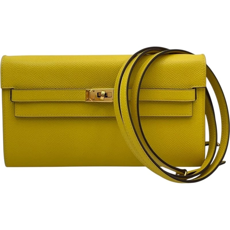 HERMES KELLY TO GO SHOULDER BAG: HERMES Kelly to go Shoulder Bag Brand: HERMES Type/Style: Shoulder Bag Material: Epsom Color: Jauneable GDHardware Size: W7.9 x H4.5x D1.2inch Shoulder:48.4inch Accessories: None Accessori