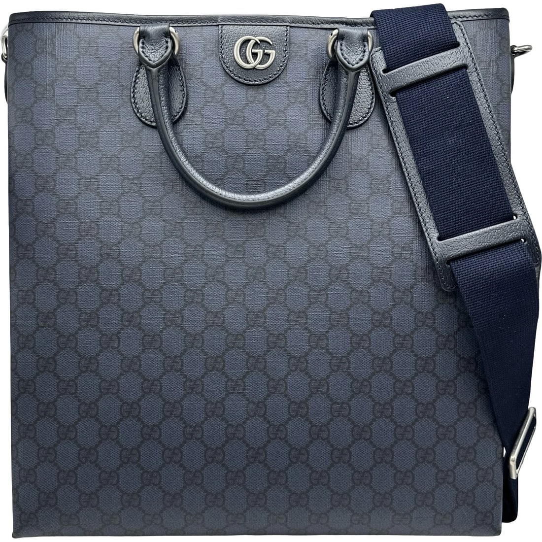 GUCCI GG SUPREME TOTE BAG: GUCCI GG Supreme Tote Bag Brand: GUCCI Type/Style: Tote Bag Material: PVC / Leather Color: Navy Size: W14.2 x H15.4x D4.7inch Accessories: None Accessories Notice: When purchasing pre-owne