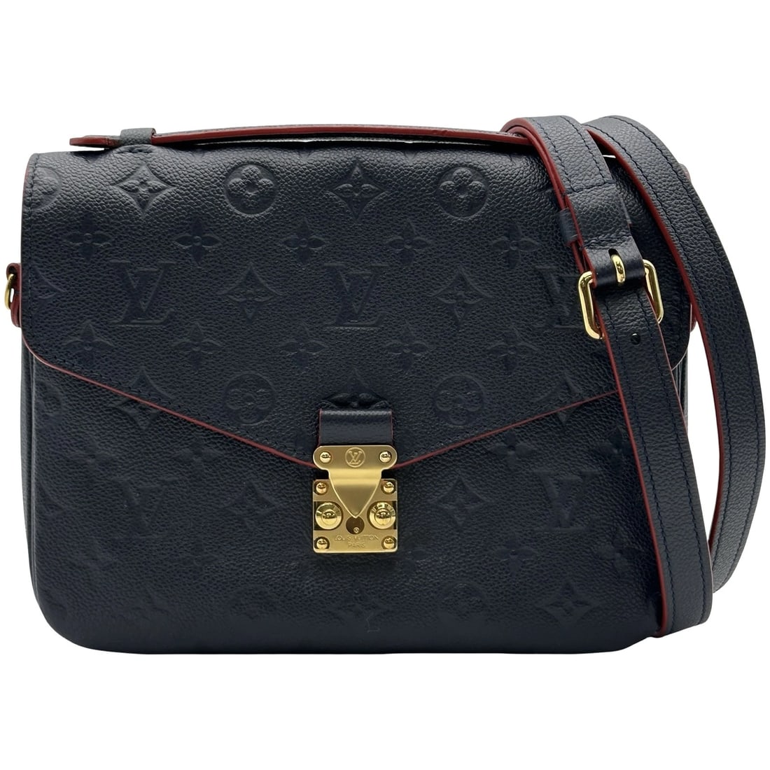 LOUIS VUITTON POCHETTE METIS SHOULDER BAG: LOUIS VUITTON Pochette Metis Shoulder Bag Brand: LOUIS VUITTON Type/Style: Shoulder Bag Material: Monogram ? An plant Color: Marine Rouge Size: W9.4 x H7.1x D2.8inch Shoulder:45.3inch Accessories: