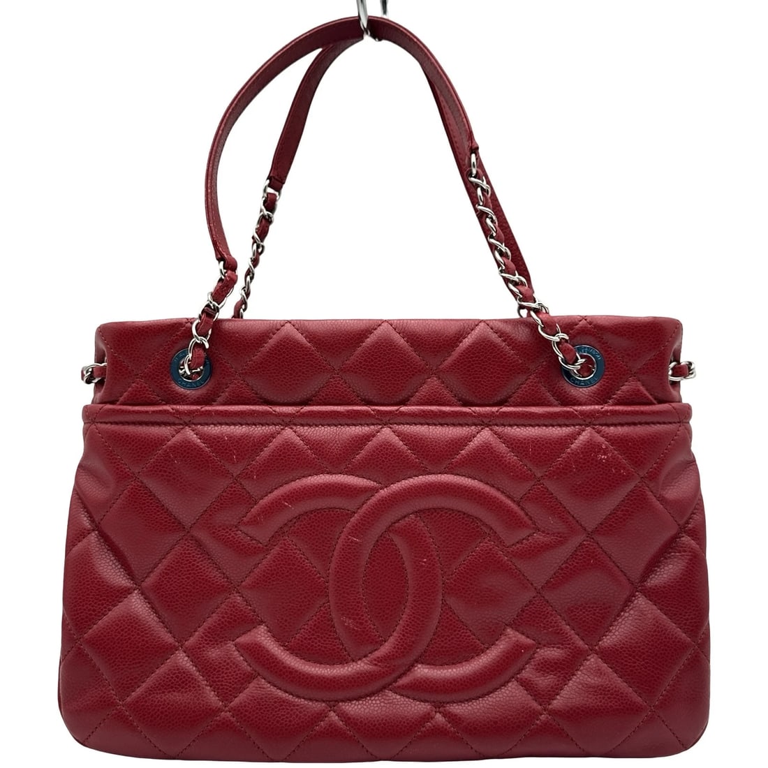 CHANEL MATRASSE CHAIN SHOULDER BAG: CHANEL Matrasse Chain Shoulder Bag Brand: CHANEL Type/Style: Shoulder Bag Material: Caviar skin Color: Red Size: W12.4 x H7.9x D5.5inch Accessories: None Accessories Notice: When purchasin