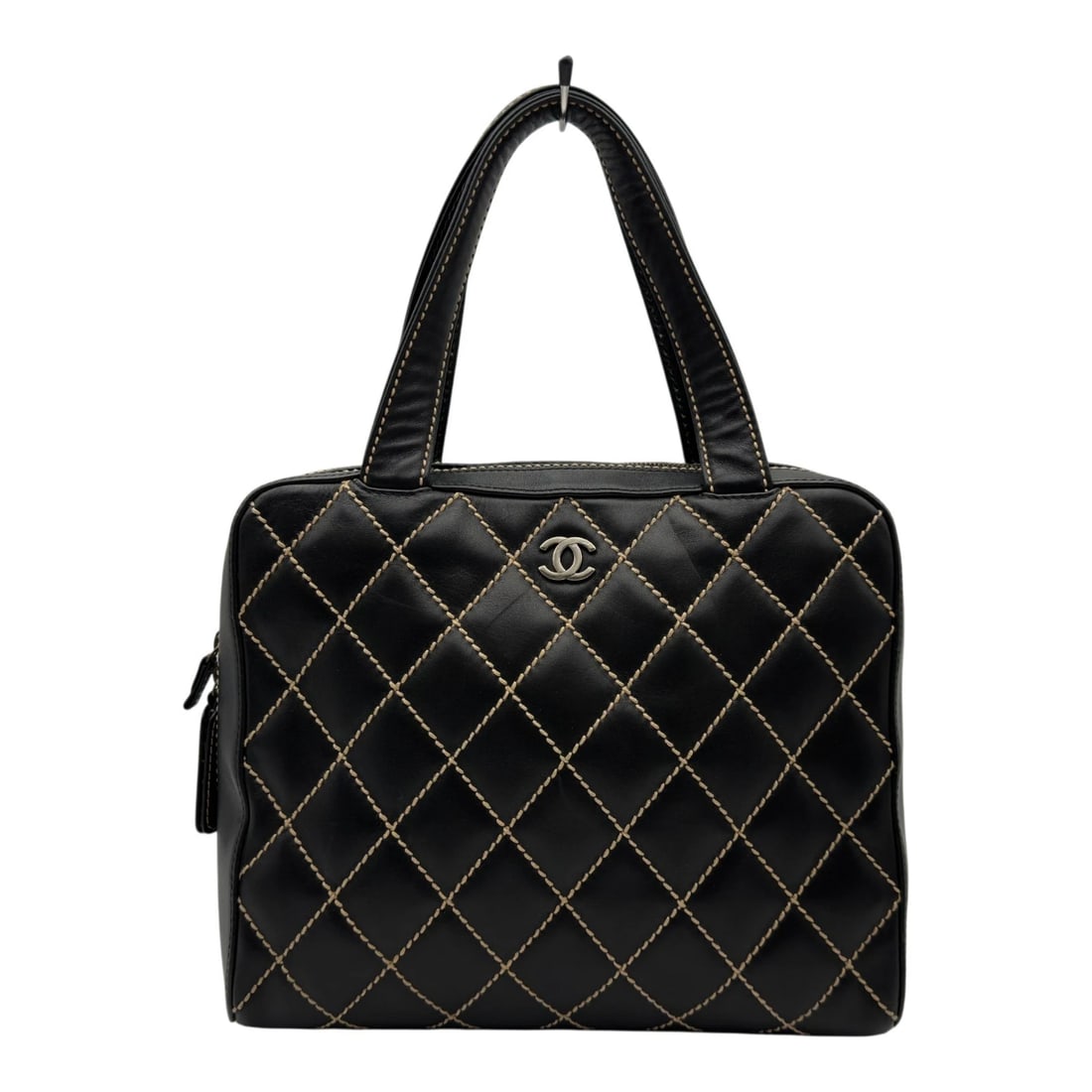 CHANEL WILD STITCH HANDBAG: CHANEL Wild Stitch Handbag Brand: CHANEL Type/Style: Handbag Material: Calfskin Color: black Size: W11.8 x H10.2x D5.1inch Accessories: None Accessories Notice: When purchasing pre-owned g