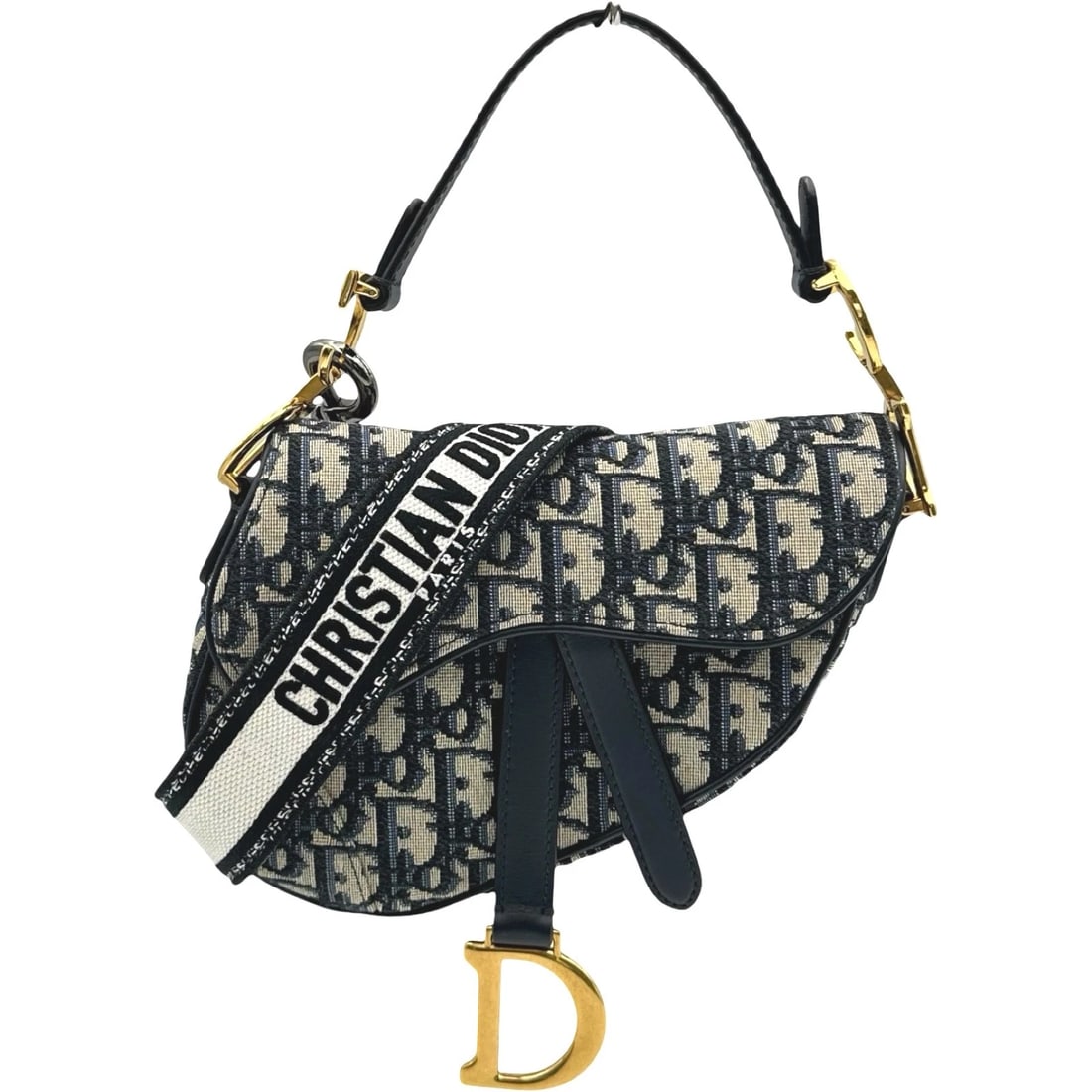 CHRISTIAN DIOR SADDLE SHOULDER BAG: Christian Dior Saddle Shoulder Bag Brand: Christian Dior Type/Style: Shoulder Bag Material: canvas Color: Navy Size: W7.1 x H5.9x D1.2inch Shoulder:32.7inch Accessories: None Accessories N