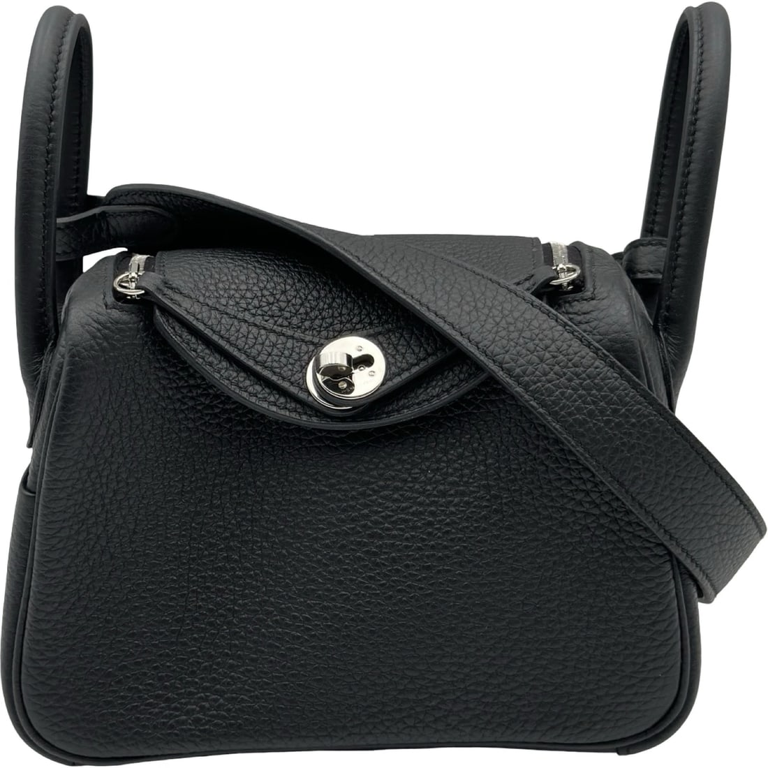 HERMES LINDY MINI SHOULDER BAG: HERMES Lindy mini Shoulder Bag Brand: HERMES Type/Style: Shoulder Bag Material: Taurillon Clemence Color: Black SilverHardware Size: W7.1 x H5.1x D3.5inch Shoulder:38.6inch Accessories: None