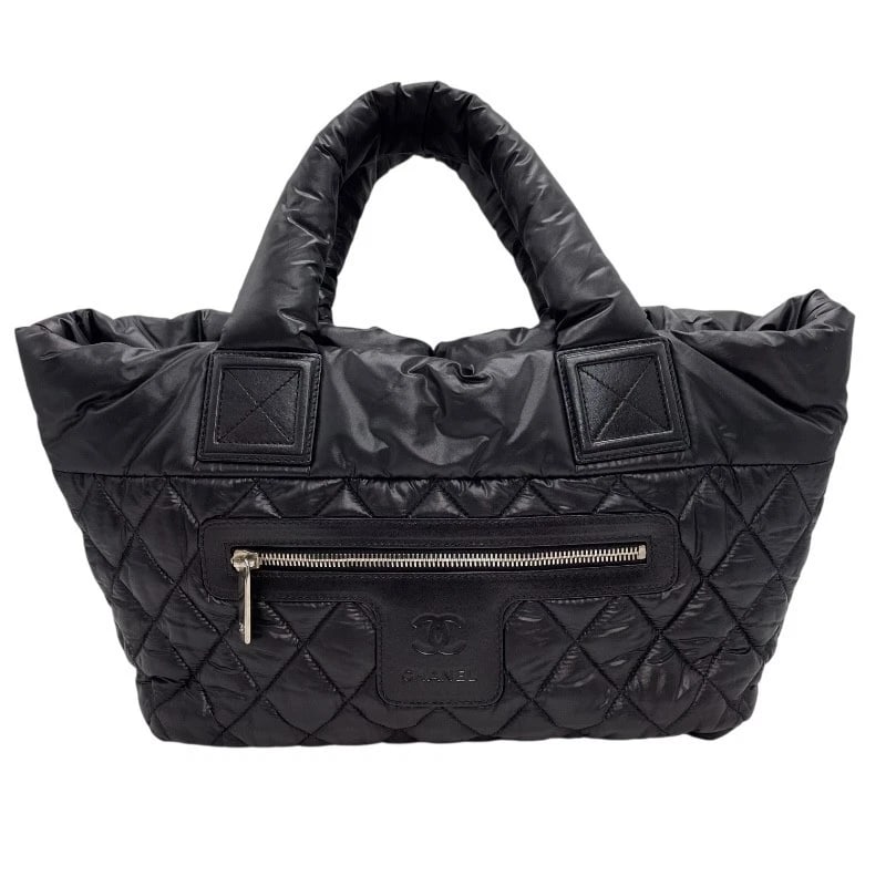 CHANEL COCO COCOON TOTE BAG: CHANEL Coco Cocoon Tote Bag Brand: CHANEL Type/Style: Tote Bag Material: Nylon Color: Black SilverHardware Size: W11.4 x H9.1x D5.5inch Accessories: None Accessories Notice: When purchasing pre-owned