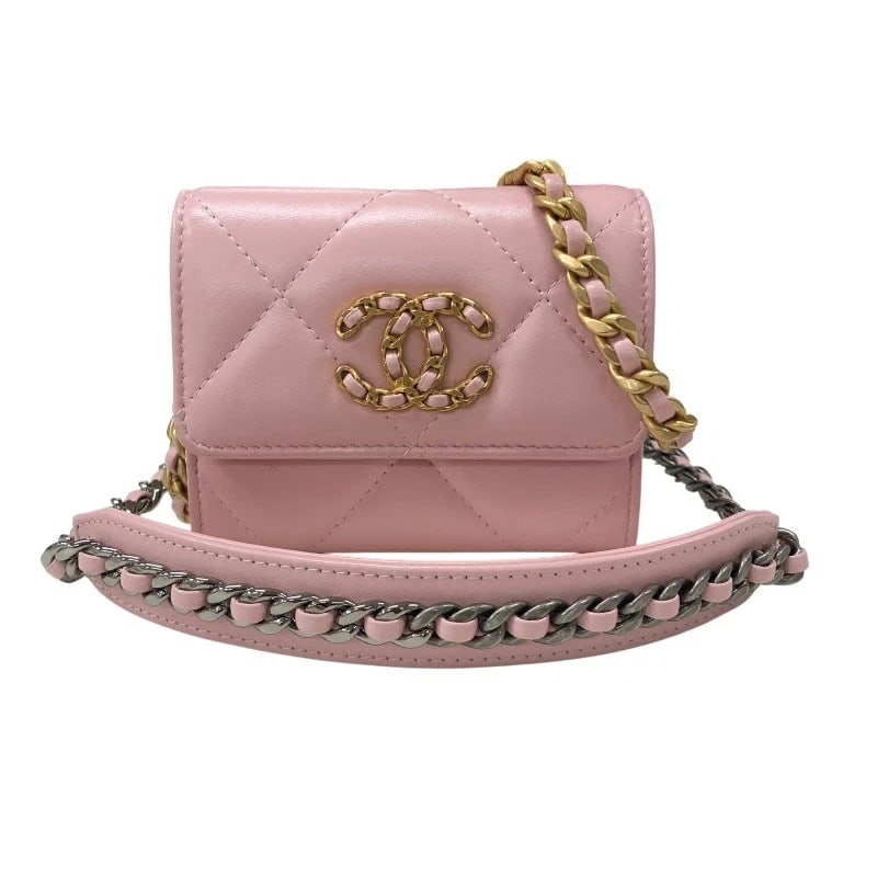 CHANEL FLAP COIN PURSE CARD CASE: CHANEL flap coin purse Card Case Brand: CHANEL Type/Style: Card Case Material: shiny lambskin Color: Pink Silver/Gold Hardware Size: W4.3 x H3.7x D0.6inch Accessories: None Accessories Notice: When