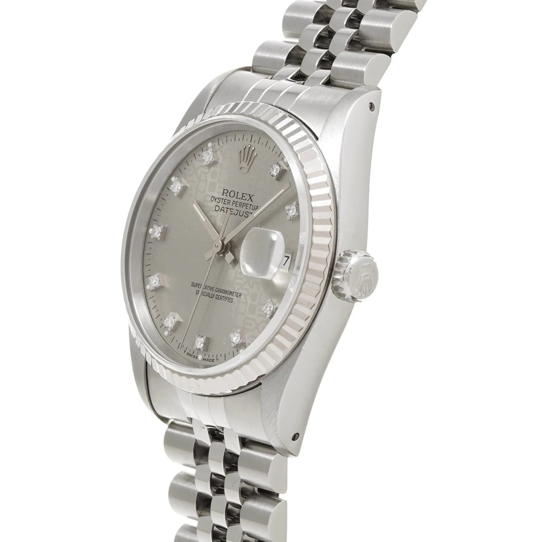 ROLEX DATEJUST SILVER COMPUTER/DIAMOND WATCH - 2