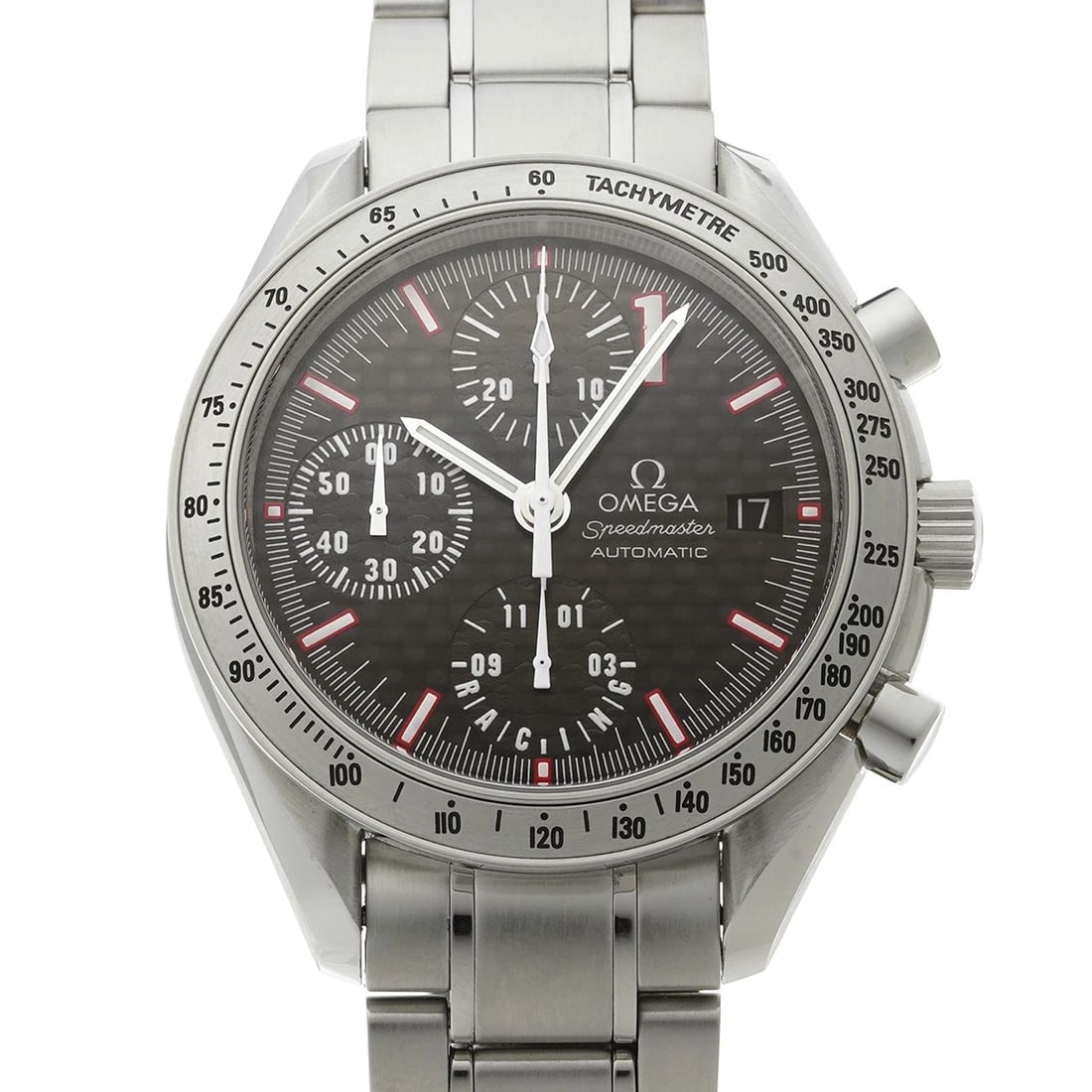 OMEGA SPEEDMASTER RACING MICHAEL SCHUMACHER BLACK WATCH: OMEGA Speedmaster Racing Michael Schumacher black Watch Brand: OMEGA Type/Style: Wristwatch Material: Band Material Stainless Steel, Case Material Stainless Steel Color: Dial Color Dial Color Black