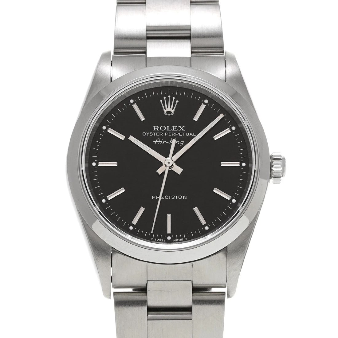 ROLEX AIR-KING BLACK WATCH: ROLEX Air-King black Watch Brand: ROLEX Type/Style: Wristwatch Material: Band Material Stainless steel, Case Material Stainless steel Color: Dial Color black Size: Case Size H/about 34mm W/about 34mm