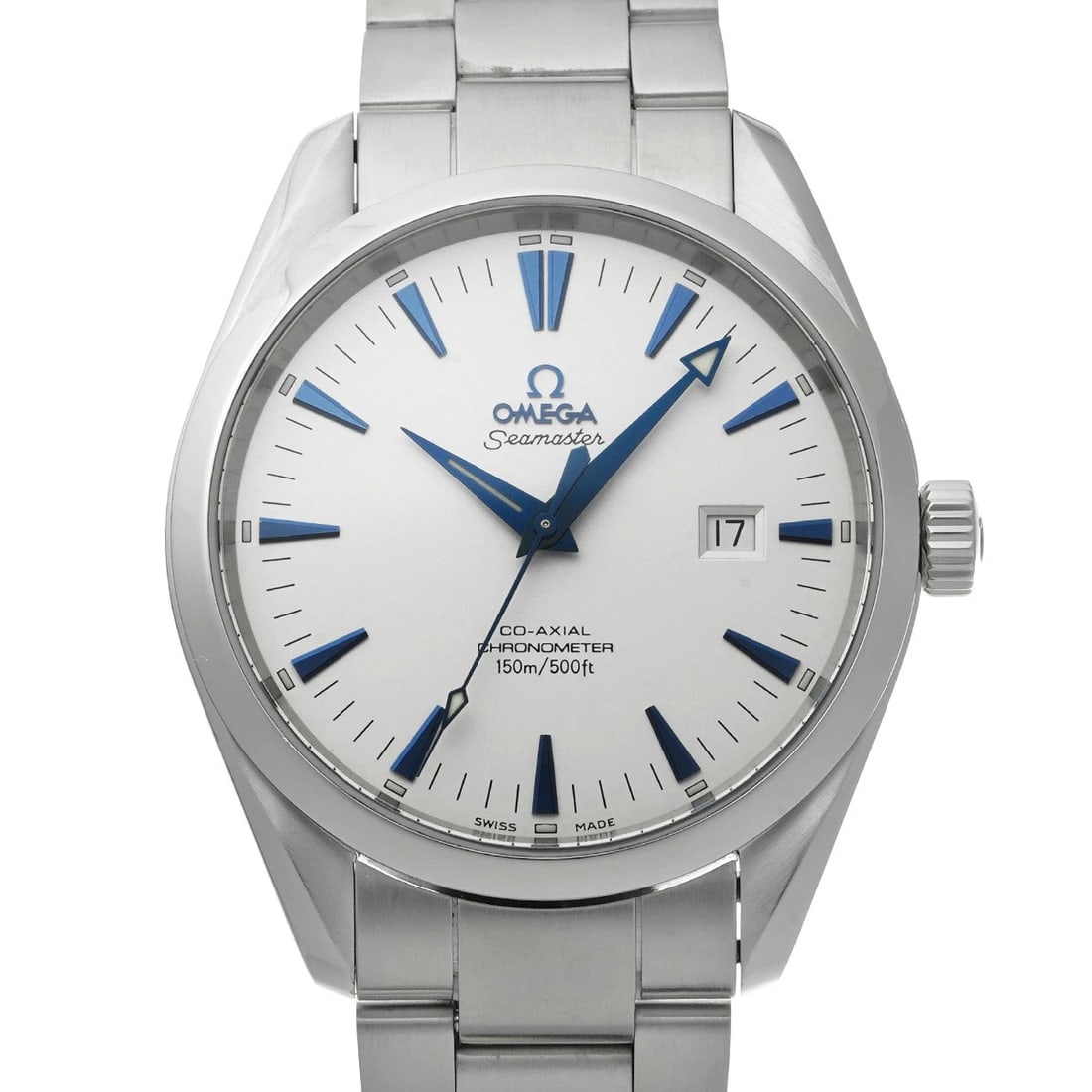 OMEGA SEAMASTER AQUA TERRA CO-AXIAL L SIZE SILVER WATCH: OMEGA Seamaster Aqua Terra Co-axial L size Silver Watch Brand: OMEGA Type/Style: Wristwatch Material: Band Material Stainless Steel, Case Material Stainless Steel Color: Dial Color Dial Color White