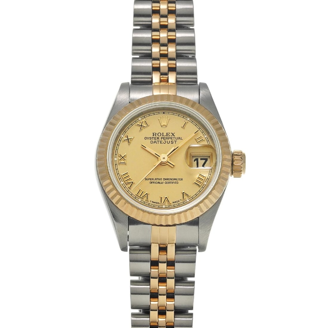 ROLEX DATEJUST 26 CHAMPAGNE WATCH: ROLEX Datejust 26 Champagne Watch Brand: ROLEX Type/Style: Wristwatch Material: Band Material Stainless steel/Yellow Gold, Case Material Stainless steel Color: Dial Color Champagne Size: Case Size H/a