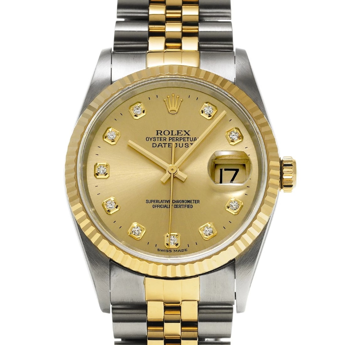 ROLEX DATEJUST CHAMPAGNE/DIAMOND WATCH: ROLEX Datejust Champagne/diamond Watch Brand: ROLEX Type/Style: Wristwatch Material: Band Material Stainless steel/Yellow Gold, Case Material Stainless steel Color: Dial Color Champagne Size: Case Siz