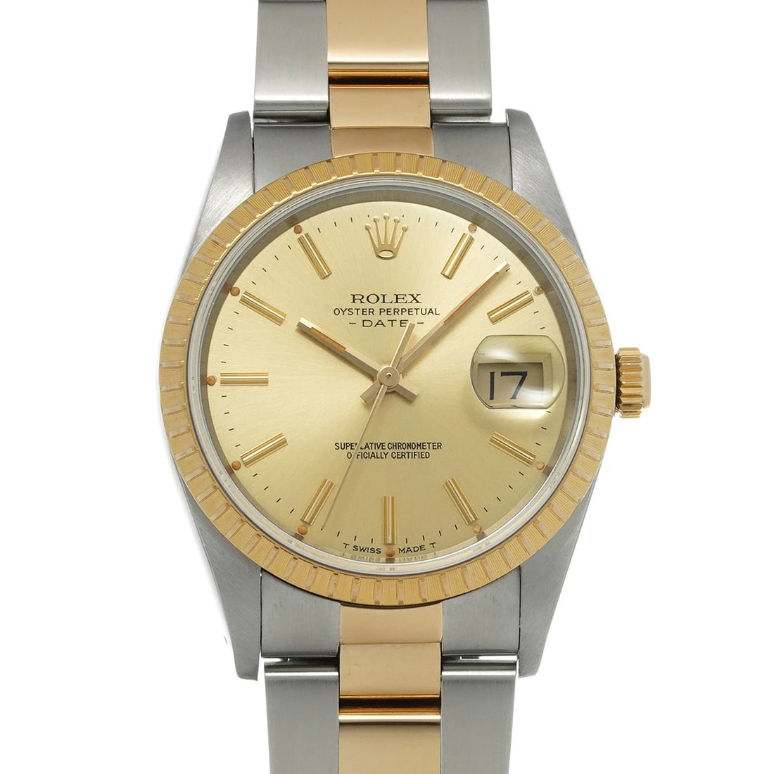ROLEX OYSTER PERPETUAL DATE CHAMPAGNE WATCH: ROLEX Oyster Perpetual Date Champagne Watch Brand: ROLEX Type/Style: Wristwatch Material: Band Material Stainless steel/Yellow Gold, Case Material Stainless steel Color: Dial Color Champagne Size: