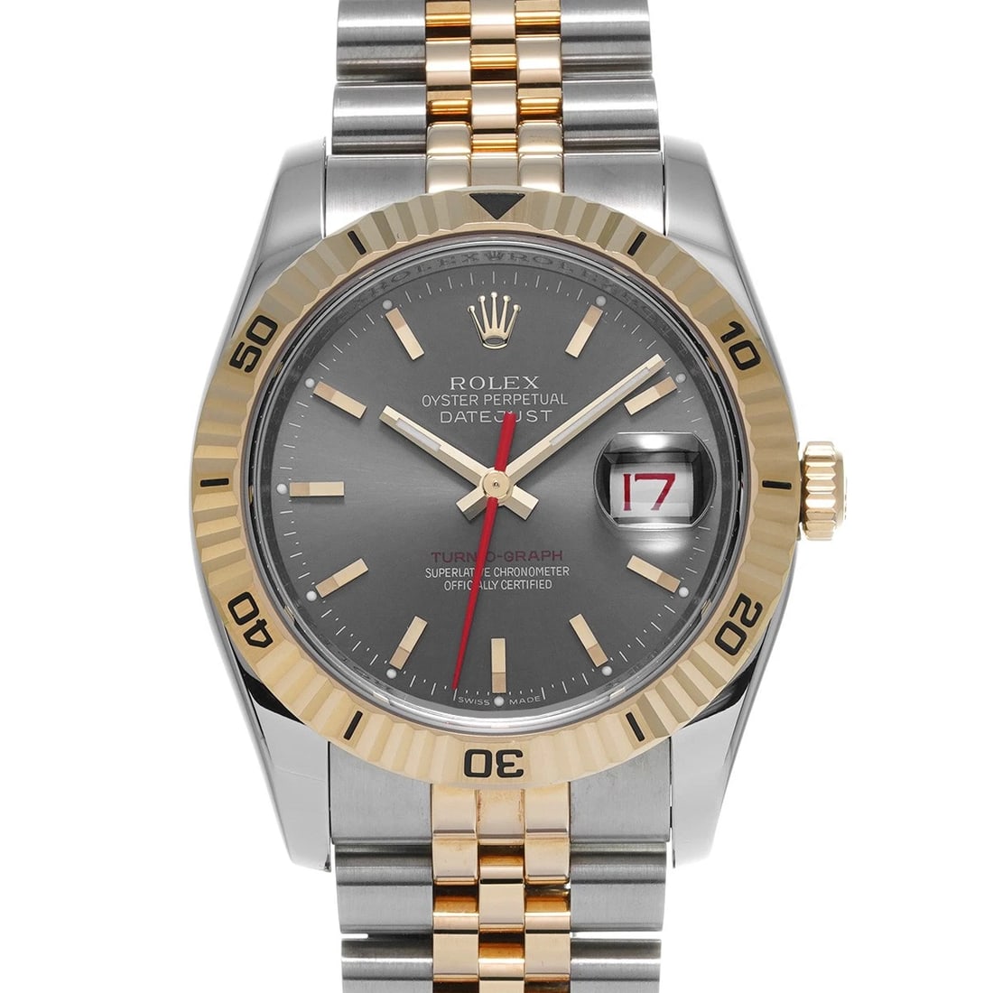 ROLEX DATEJUST TURN-O-GRAPH GRAY WATCH: ROLEX Datejust Turn-O-Graph gray Watch Brand: ROLEX Type/Style: Wristwatch Material: Band Material Stainless steel/Yellow Gold, Case Material Stainless steel Color: Dial Color gray Size: Case Size