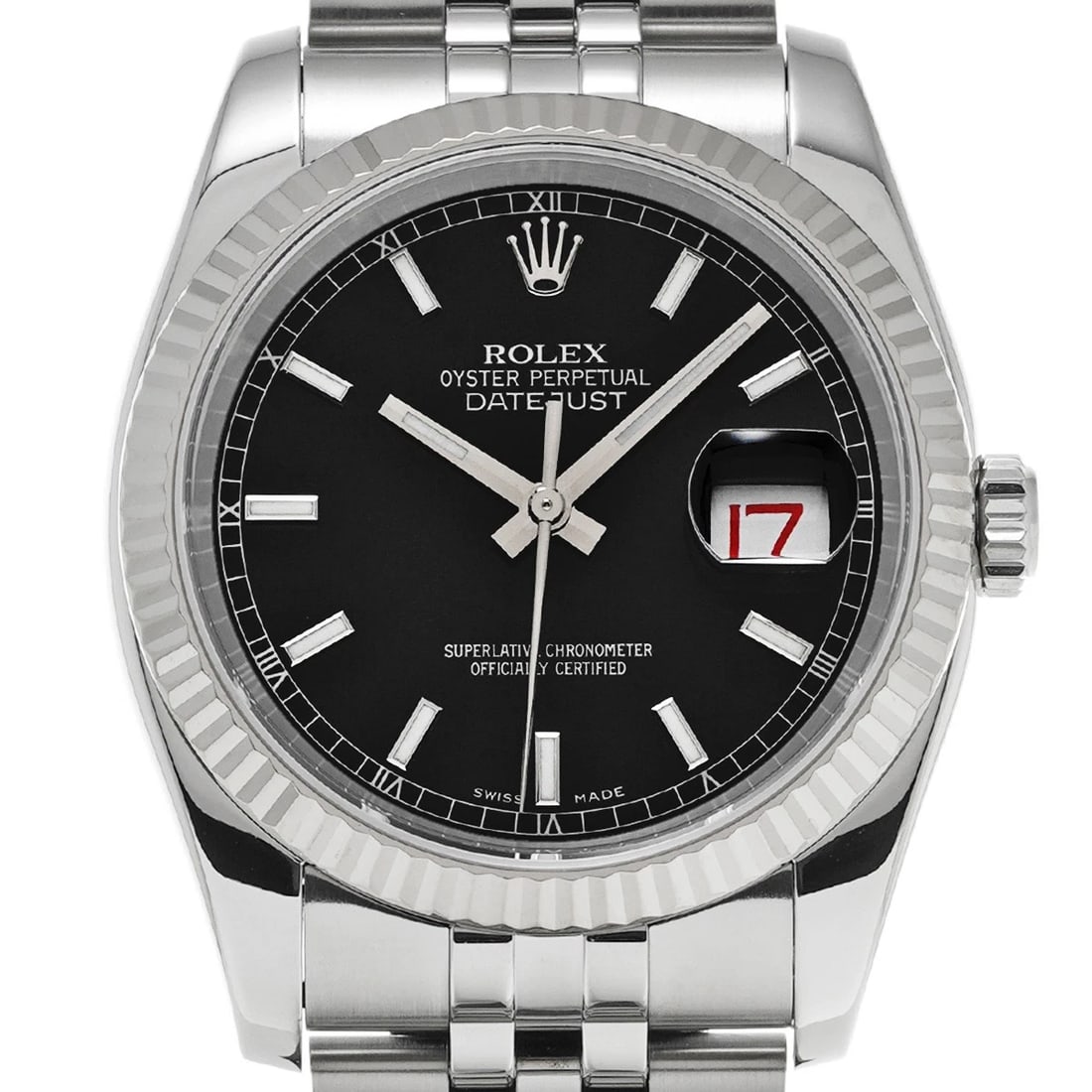 ROLEX DATEJUST BLACK WATCH - 4