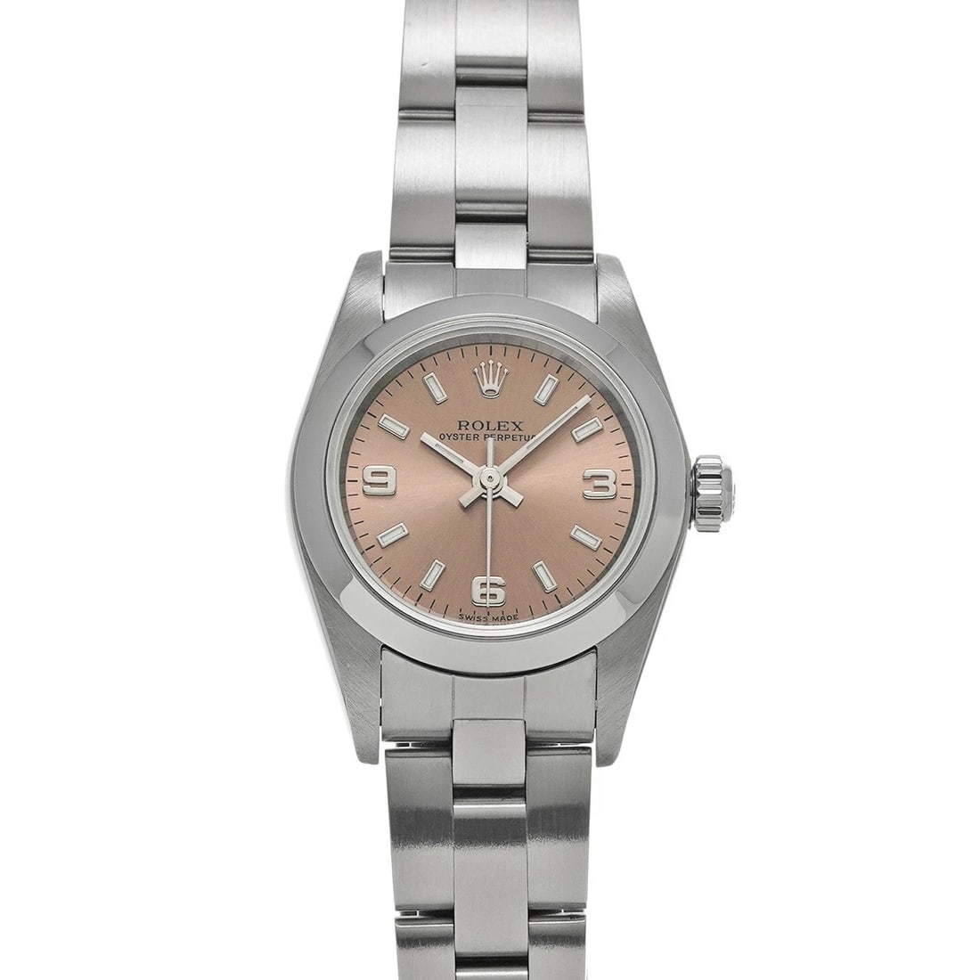 ROLEX OYSTER PERPETUAL 24 PINK WATCH: ROLEX Oyster Perpetual 24 pink Watch Brand: ROLEX Type/Style: Wristwatch Material: Band Material Stainless steel, Case Material Stainless steel Color: Dial Color pink Size: Case Size H/about 24mm