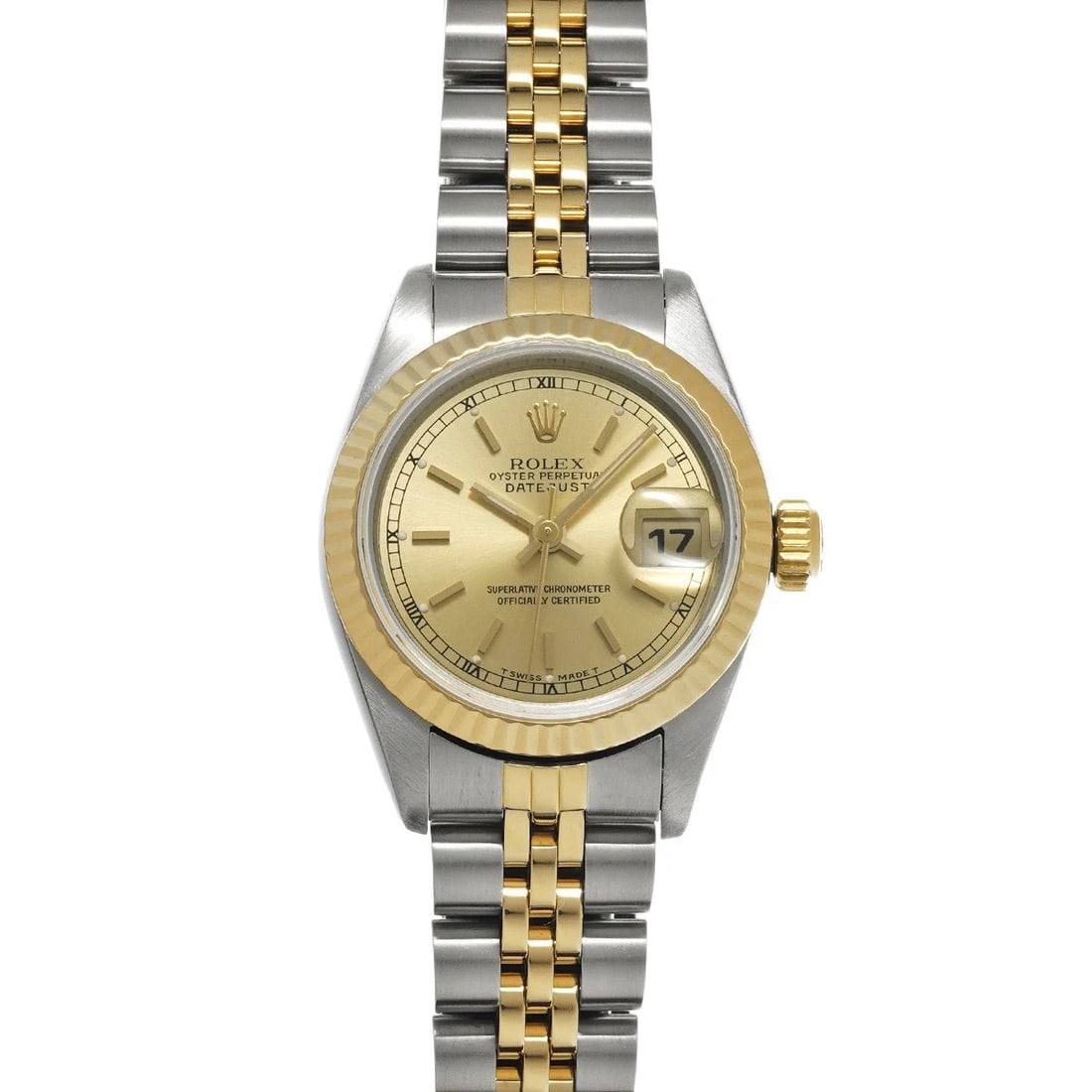 ROLEX DATEJUST CHAMPAGNE WATCH: ROLEX Datejust Champagne Watch Brand: ROLEX Type/Style: Wristwatch Material: Band Material Stainless steel/Yellow Gold, Case Material Stainless steel Color: Dial Color Champagne Size: Case Size H/abou