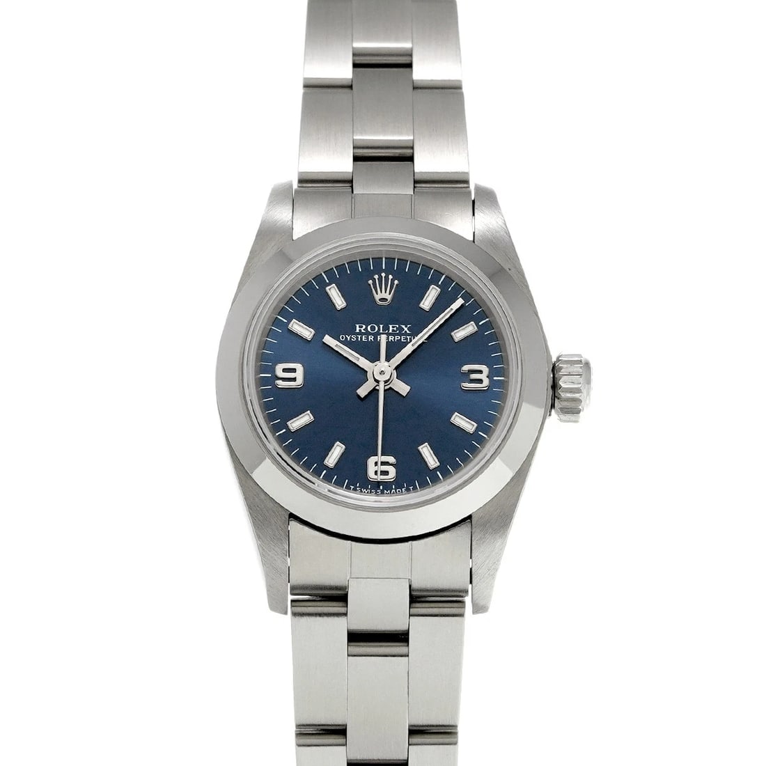 ROLEX OYSTER PERPETUAL BLUE WATCH: ROLEX Oyster Perpetual blue Watch Brand: ROLEX Type/Style: Wristwatch Material: Band Material Stainless steel, Case Material Stainless steel Color: Dial Color blue Size: Case Size H/about 24mm